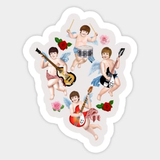 Rock band of cupids Sticker